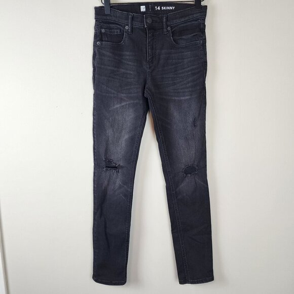 Gap black distressed skinny jeans boy sz 14 - Picture 1 of 10